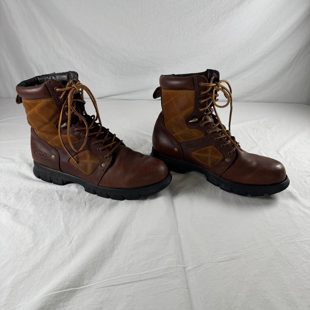 Polo Ralph Lauren Men's Size 11.5 Brown Leather Suede Quilted Dennison Boots
